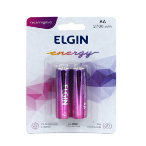 PILHA RECARREGAVEL 1.2V AA 2700MA ELGIN CARTELA COM DUAS UNIDADES
