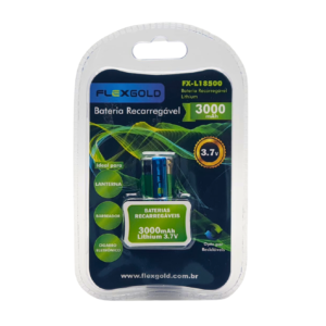 BATERIA RECARREGAVEL LI-ION 3.7V / 3000MA 18500 FLEX