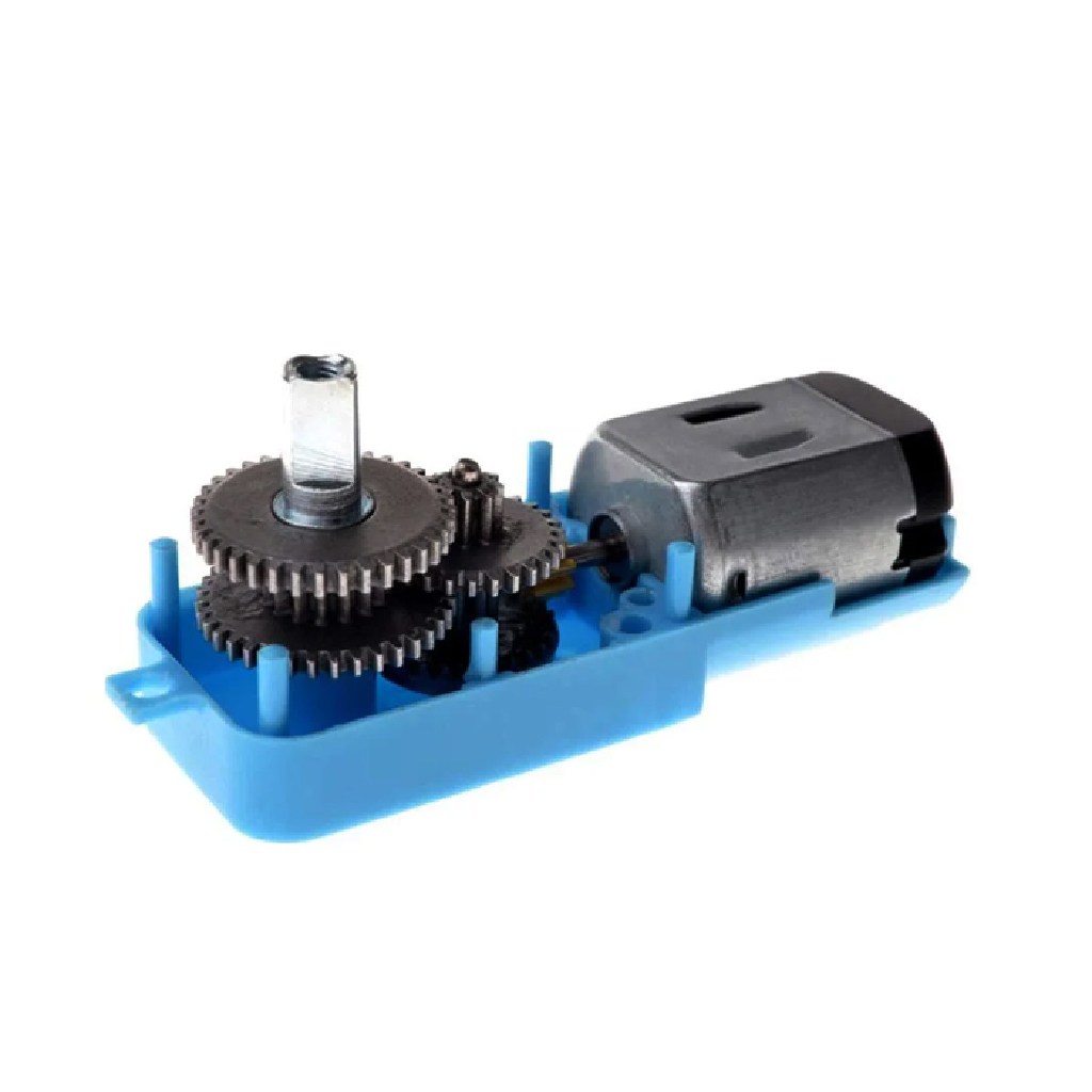 MOTOR 6V COM REDUCAO 1:90 / 110RPM COM ENGRENAGENS EM METAL (AZUL) - Imagem 2