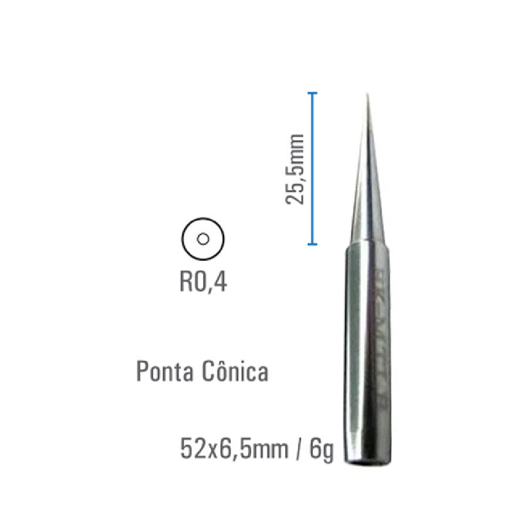 PONTA CONICA 0,4MM MTLB PARA ESTACAO DE SOLDA HIKARI