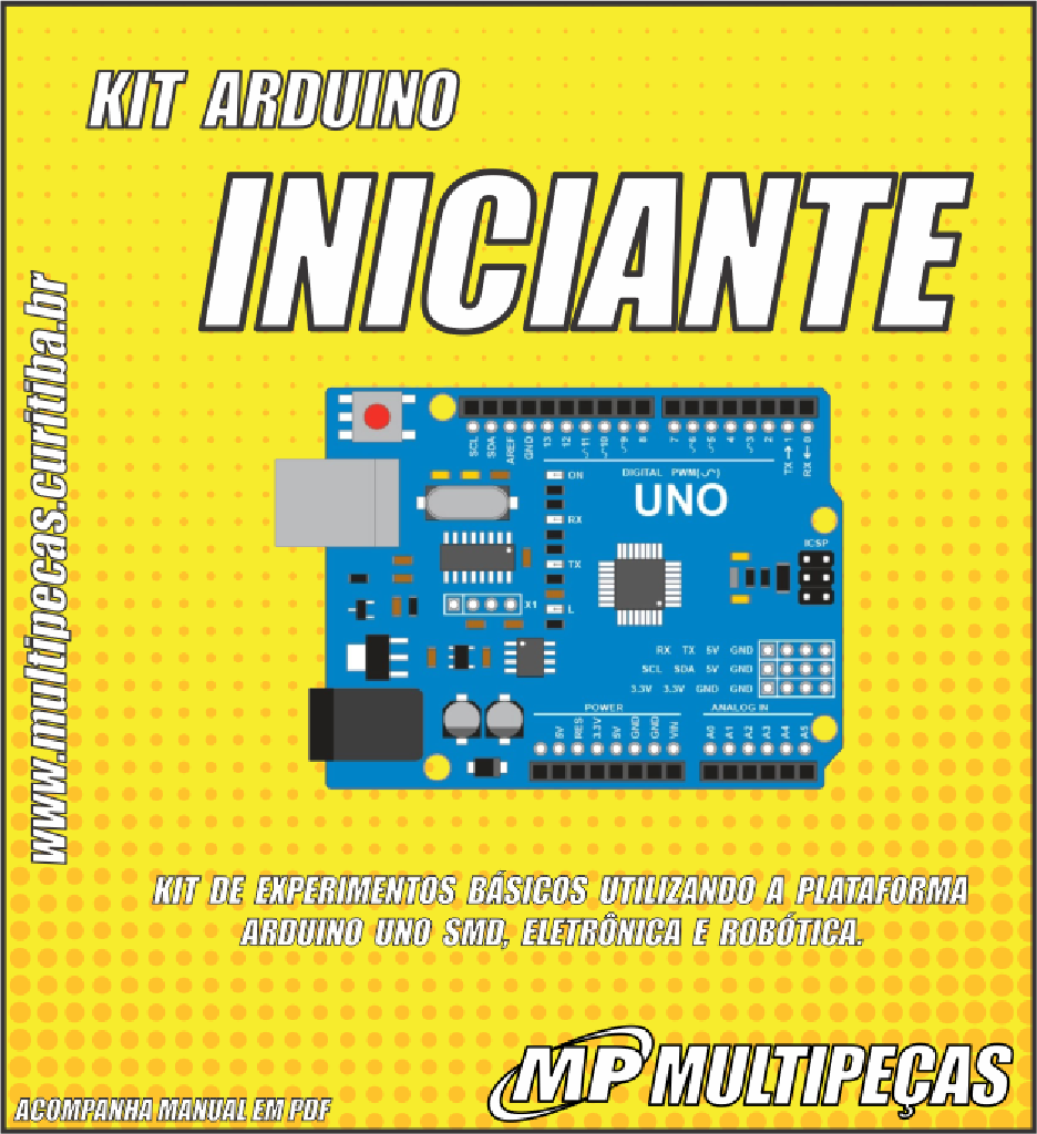 KIT ARDUINO INICIANTE MULTIPECAS COM PLACA UNO R3 SMD - Imagem 2