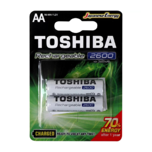 PILHA RECARREGAVEL 1.2V AA 2600MA TOSHIBA - CARTELA COM 2 UNIDADES