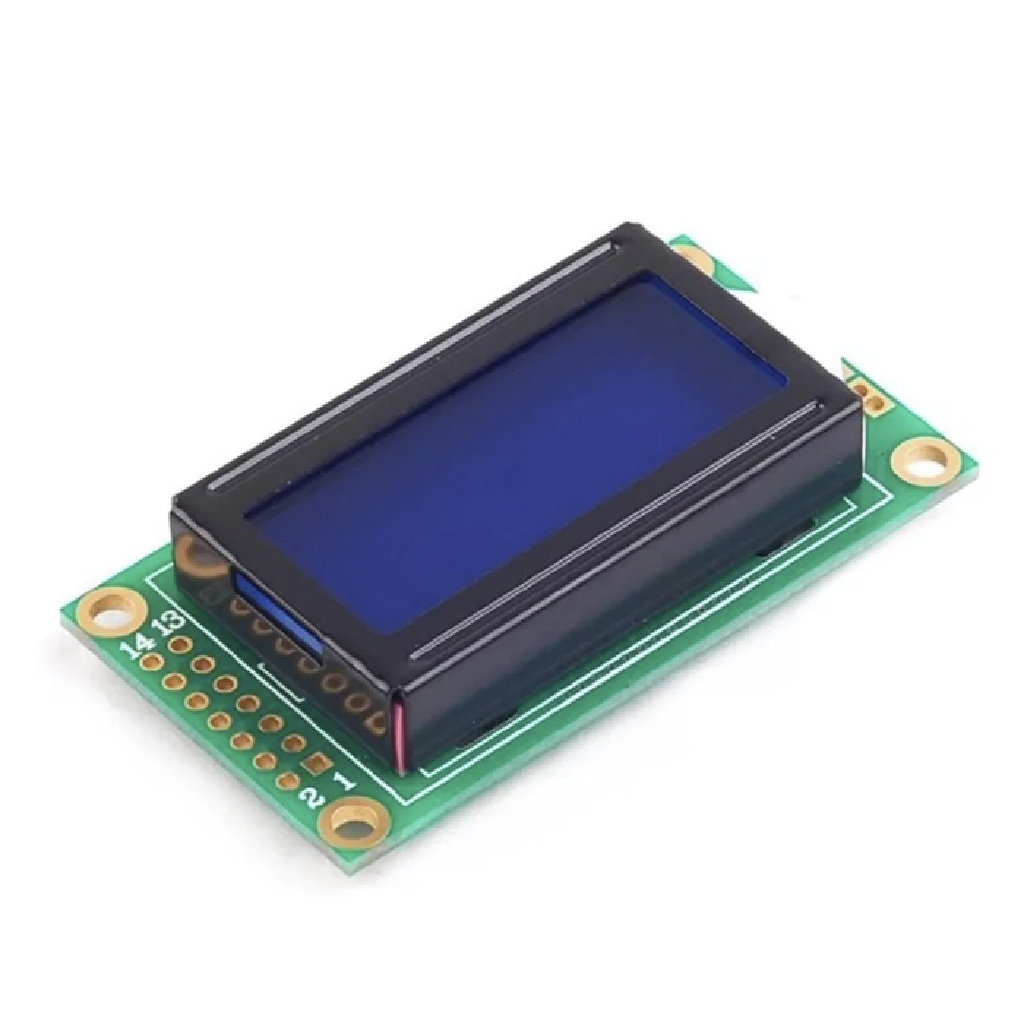 DISPLAY LCD 8X2 FUNDO AZUL COM ESCRITA BRANCA PARA ARDUINO