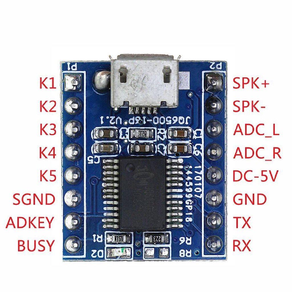 MODULO PROCESSADOR DE VOZ JQ6500 MICRO USB - 5 VIAS - Imagem 2