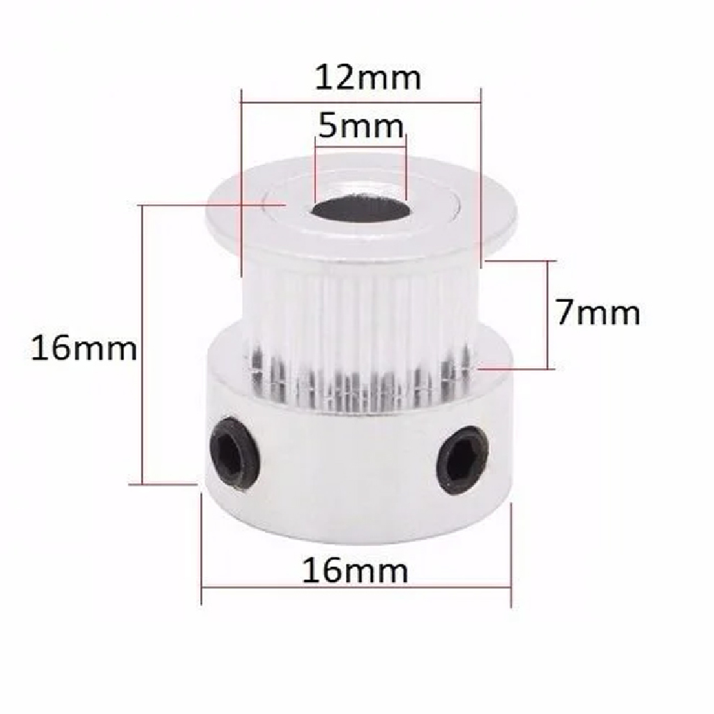 POLIA PARA CORREIA GT2 6MM COM 20 DENTES E FURO 5MM - Imagem 2