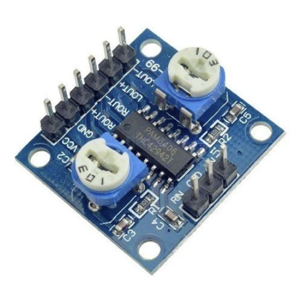 MODULO AMPLIFICADOR PAM8406 2X5W RMS COM REGULAGEM