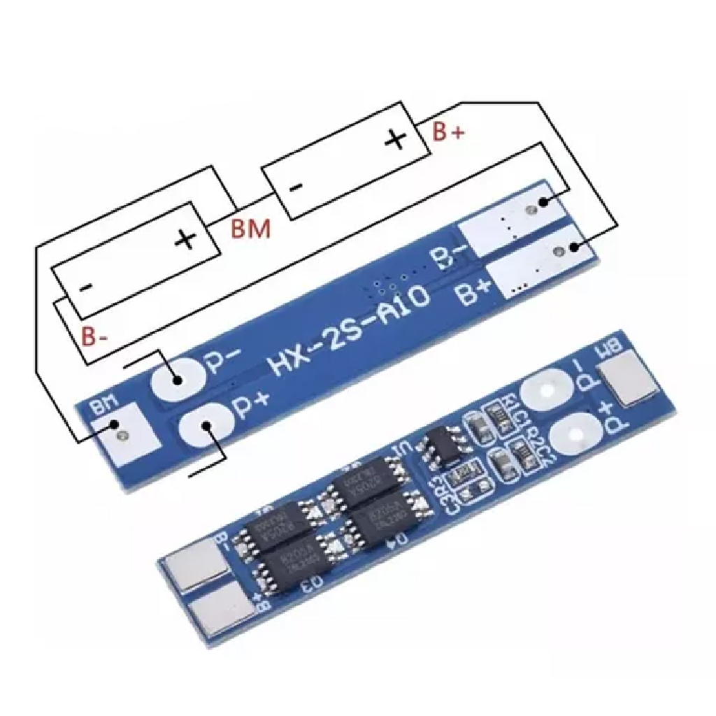 CIRCUITO DE PROTEÇÃO DE BATERIAS BMS 2S - 2 CELULAS 8,4V / 10A LI-ION / LI-PO - Imagem 2