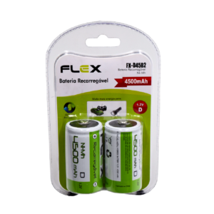 PILHA RECARREGAVEL 1.2V D 4500MA FLEX - CARTELA COM 2 UNIDADES