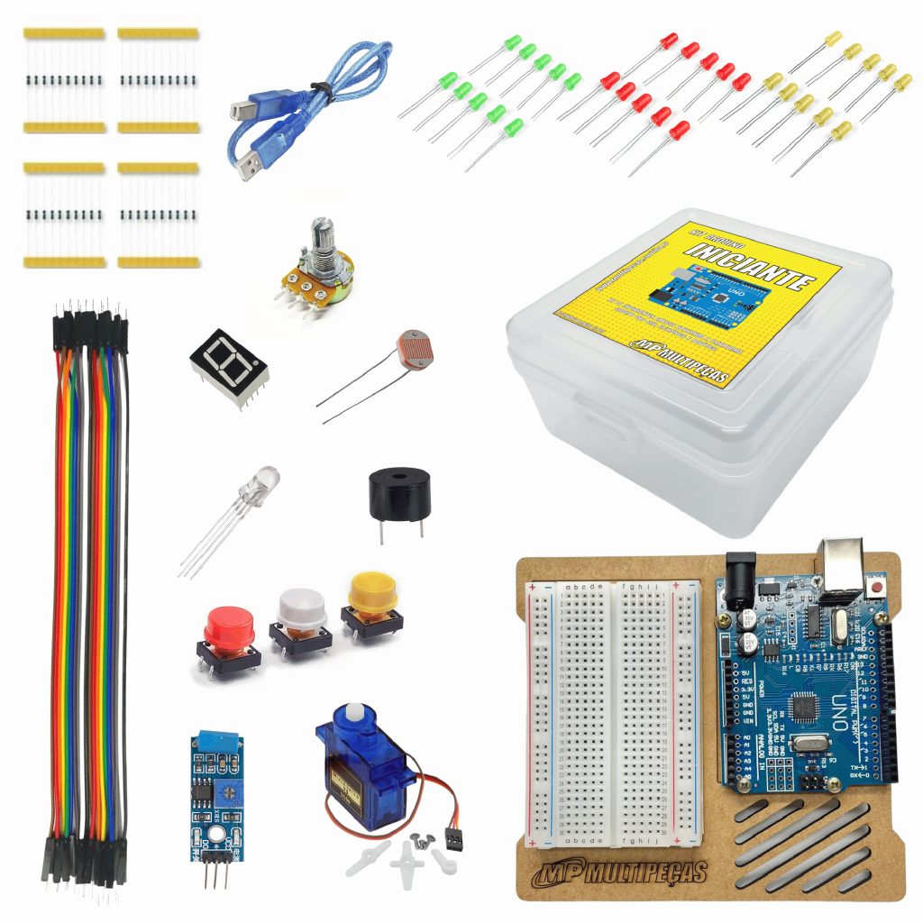 KIT ARDUINO INICIANTE MULTIPECAS COM PLACA UNO R3 SMD