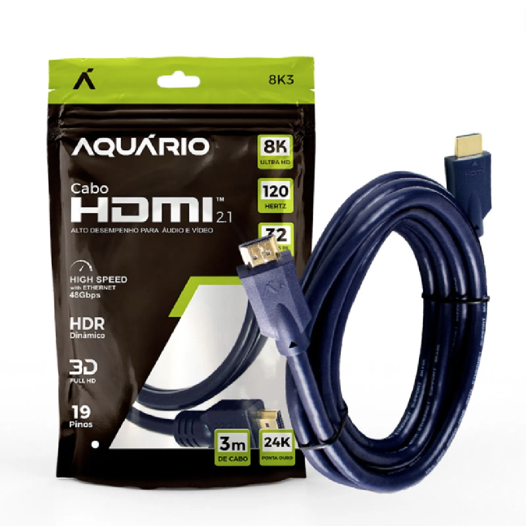 CABO HDMI 2.1 / 3.0 METROS 8K 3D 19 PINOS AQUARIO