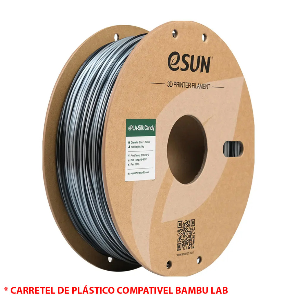 FILAMENTO PLA SILK CANDY SILVER / BLACK 1,75MM 1KG E-SUN