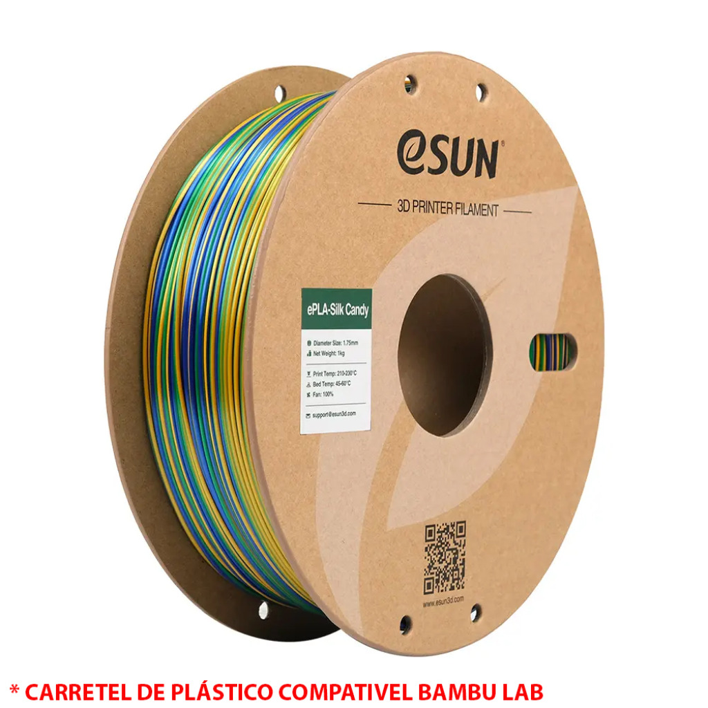 FILAMENTO PLA SILK CANDY GOLD / BLUE / GREEN 1,75MM 1KG E-SUN