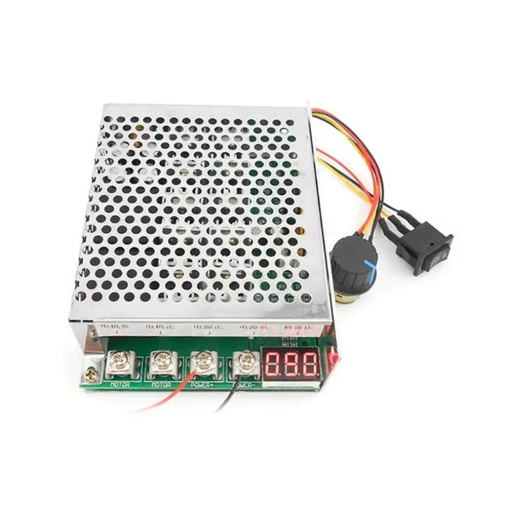 MODULO CONTROLADOR DE VELOCIDADE PWM C/ REVERSAO 10-55V / 40A - METALICO
