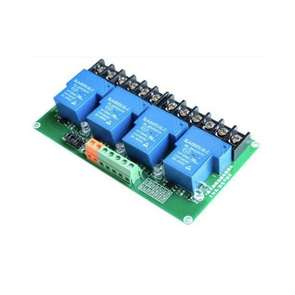 MODULO RELE 5V COM 4 CANAIS 30A E OPTOACOPLADORES PADRAO INDUSTRIAL (CLP) COM BORNES